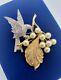 Vintage Pennino Gold & Rhodium Plate Bird On Tree Branch Figural Brooch Rare