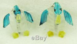 Vintage Pair of Lucite Reverse Carved Painted Mallard Ducks Bird Brooches Pins