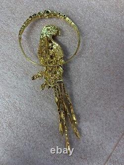 Vintage Parrot Swarovski Crystal Large Brooch Pin