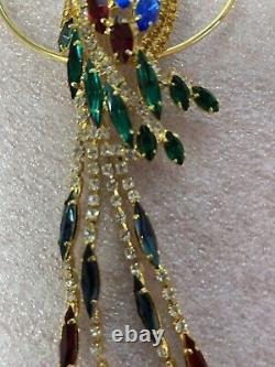 Vintage Parrot Swarovski Crystal Large Brooch Pin
