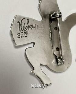 Vintage Peruvian 925 Sterling Silver Bird Brooch Signed Vicky Industria Peruana