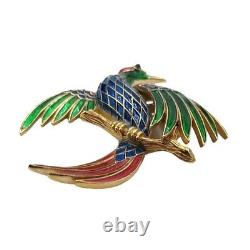 Vintage Philippe Trifari LOrient Brooch Enameled Large Bird of Paradise Figural