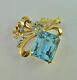 Vintage Pretty Brooch Pin With 4.20ct Aquamarine Stone Wedding Jewelry In 935