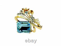 Vintage Pretty Brooch Pin With 4.20Ct Aquamarine Stone Wedding Jewelry In 935