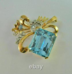 Vintage Pretty Brooch Pin With 4.20Ct Aquamarine Stone Wedding Jewelry In 935