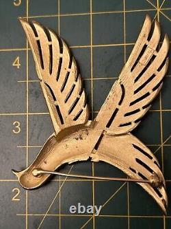 Vintage Rare Crown Trifari Egyptian Revival Phenix Bird Figural Brooch Pin