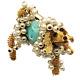 Vintage Rare Golden Spaghetti Wire Faux Pearl Rhinestone 3d Poodle Dog Brooch