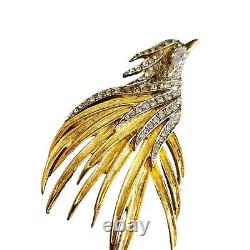 Vintage Rare Signed Givenchy Pave Bird Brooch (A1714)