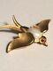 Vintage Rare Swallow Bird Figural Gold Brooch Pin 1960s Trifari Costume Jewelry