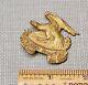 Vintage Repousse Brass Eagle Brooch Pin Serve With Head Heart And Hand 1.5 High