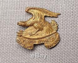 Vintage Repousse Brass Eagle Brooch Pin Serve With Head Heart and Hand 1.5 High