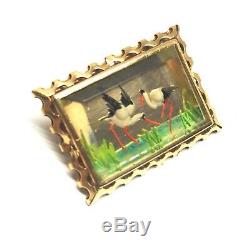 Vintage Reverse Carved Lucite Brooch. Storks/birds. 1940s Art Deco. In Gift Box