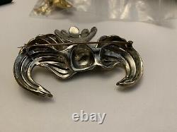 Vintage Rhinestone Bird Brooch Pin Designer 1940's Figural Jewelry Rare