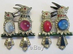 Vintage Rhinestone Bird Brooch Pins GREAT Jelly Belly Figural (TWO)