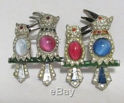 Vintage Rhinestone Bird Brooch Pins GREAT Jelly Belly Figural (TWO)
