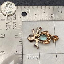 Vintage Rhinestone Bird Gold Plate Sterling Silver Pin Brooch