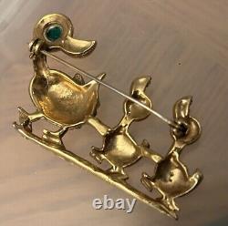Vintage Rhinestone Brooch Pin Duck Bird Brooch Figural 1940's Rare