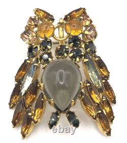 Vintage SCHREINER NEW YORK Rhinestone Owl Bird Brooch and Pendant