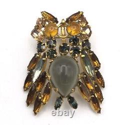 Vintage SCHREINER NEW YORK Rhinestone Owl Bird Brooch and Pendant