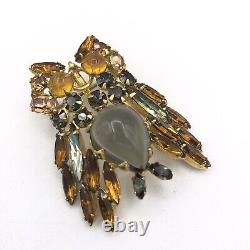 Vintage SCHREINER NEW YORK Rhinestone Owl Bird Brooch and Pendant