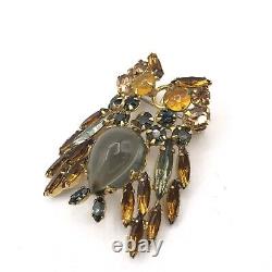 Vintage SCHREINER NEW YORK Rhinestone Owl Bird Brooch and Pendant