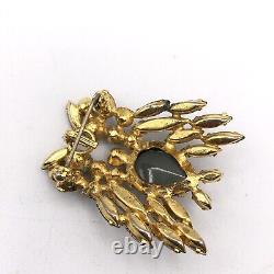 Vintage SCHREINER NEW YORK Rhinestone Owl Bird Brooch and Pendant