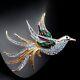 Vintage Seta Bird Of Paradise Brooch Large Gold & Enamel Crystal Avian Rarity