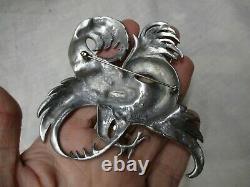 Vintage Signed Baucher Rare! Rise Of Phoenix Rooster Bird Brooch Pin Large