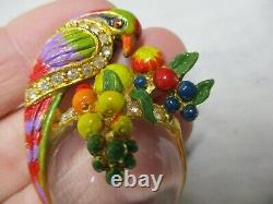 Vintage Signed Boucher Parrot Bird Brooch Pin Enamel Fruit Salad Jelly Belly
