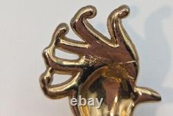 Vintage Signed Coro 5 Inch Bird Of Paradise Gold Tone Brooch Fur Clip