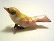 Vintage Signed Gump's Japan Hand Painted Yellow Canary Wood Bird Brooch