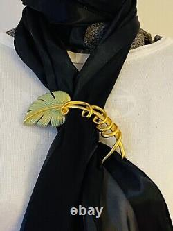 Vintage Signed Givenchy Paris Massive Bird Of Paradise 5 In Leaf Brooch Rare