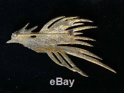 Vintage Signed Givenchy Rhinestone Abstract Flying Bird Gold Tone Brooch Pin
