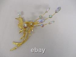 Vintage Signed Graziano Large Statement Bird Of Paradise Brooch Pin 5 1/4