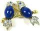 Vintage Signed Panetta Jelly Belly Blue Birds Pave Rhinestone Brooch Pin Rare