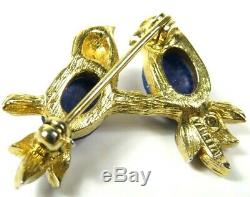 Vintage Signed PANETTA Jelly Belly Blue Birds Pave Rhinestone Brooch Pin Rare