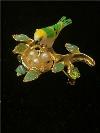 Vintage Signed Swoboda Bird/nest Brooch/pin Excellent Jade/peridot/pearls/coral