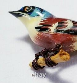 Vintage Signed Takahashi Bluebird Bird Brooch Pin