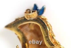 Vintage Silver Pendant + Brooch, Paradise Bird, Enameled, Gold Plated, L4,95
