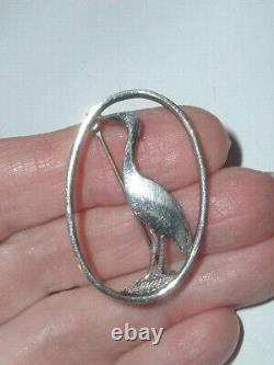 Vintage Silver Scottish Hjaltasteyn Ltd Bird Heron Brooch Pin