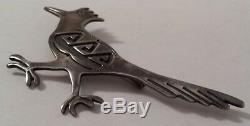 Vintage Southwestern Sterling Silver Running Bird Pin Brooch
