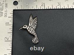 Vintage Southwestern Sterling Silver Stampwork Hummingbird Bird Pin Brooch