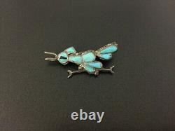 Vintage Southwestern Sterling Silver Turquoise Running Bird Pin Brooch
