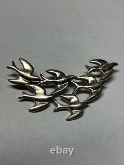 Vintage Sterling 925 Birds In Flight pin brooch