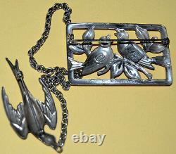 Vintage Sterling Coro Brooch pin Birds and Soaring SWALLOW Genuine Norseland