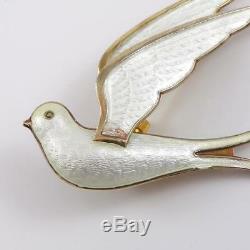 Vintage Sterling Silver Aksel Holmsen Norway Bird Enamel Pin Brooch LDK6
