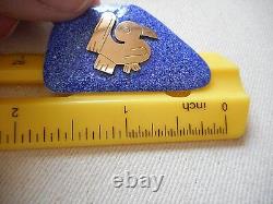 Vintage Sterling Silver Blue Enamel 18k Yellow Gold Bird Brooch 795444