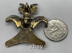 Vintage Sterling Silver Brooch Pin 925 Pendant Bird Unique Gold Tone