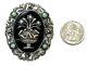 Vintage Sterling Silver Flowers Birds On Black Onyx With Turquoise Brooch/ Pin
