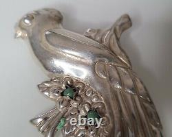 Vintage Sterling Silver Large Parrot Bird Brooch Mexico